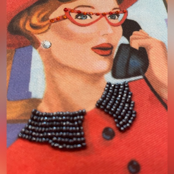 Vintage Retro Mad Men Vibe Red Journal  Hardcover Never Used Beaded Accents Y2K - Picture 2 of 8